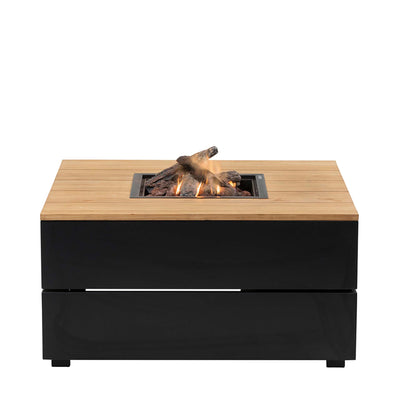 Ruma Cosipure 100 Black and Teak Square Fire Pit | Outdoor | Rūma