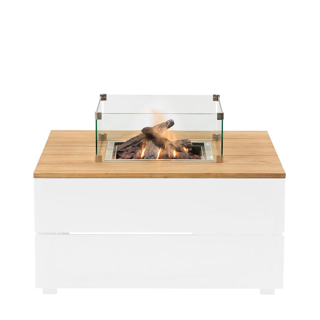 Ruma Cosipure 100 White and Teak Square Fire Pit | Outdoor | Rūma