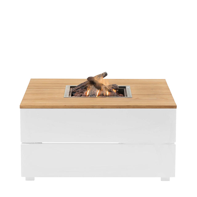 Ruma Cosipure 100 White and Teak Square Fire Pit | Outdoor | Rūma