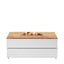 Ruma White & Teak Rectangular Coffee Table Fire Pit | Outdoor | Rūma