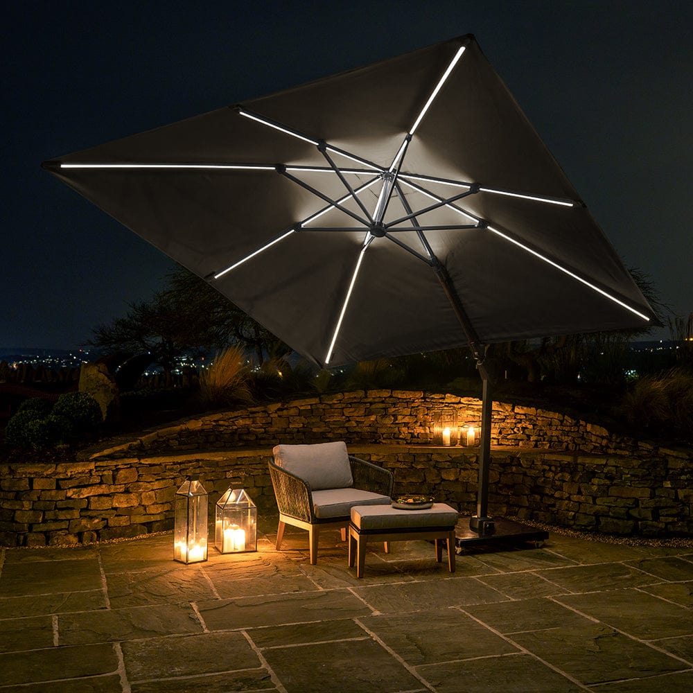 Ruma Platinum Glow Grey Square Parasol | Outdoor | Ruma