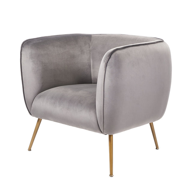 Ruma Grey Velvet Chair with Gold Legs | Seating | Rūma