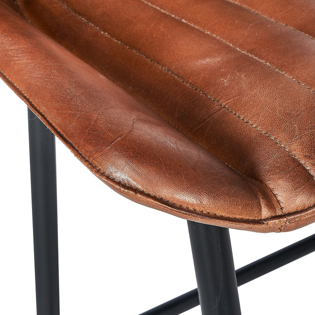 Ruma Vintage Brown Leather Retro Bar Stool | Seating | Rūma