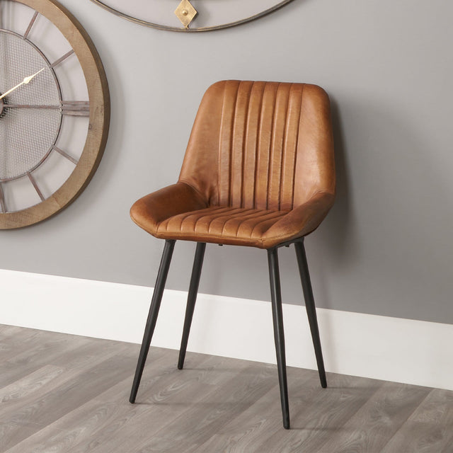 Ruma Vintage Brown Leather Retro Dining Chair | Seating | Rūma