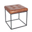Ruma Vintage Brown Leather & Iron Buttoned Stool | Seating | Rūma