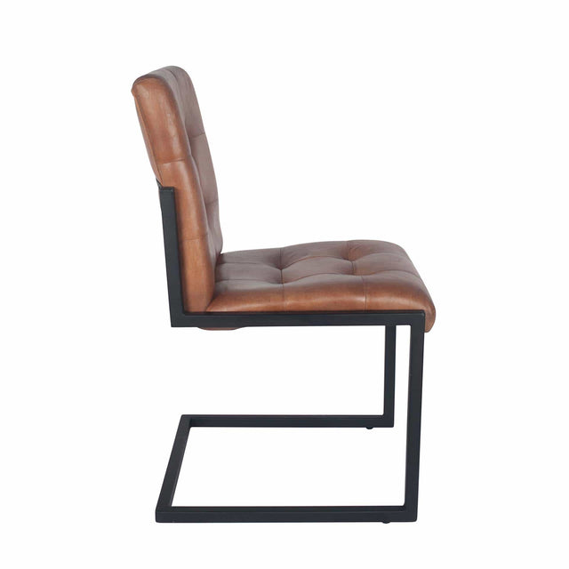 Ruma Brown Stitched Leather Dining Chair | Dining & Seating | Ruma