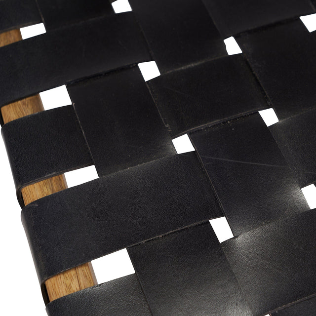 Ruma Black Woven Leather & Wood Set of 3 Bench & Stools | Furniture | Rūma