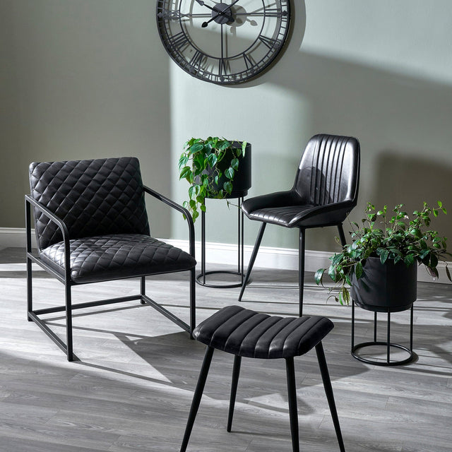 Ruma Steel Grey Leather Arm Chair | Furniture | Rūma