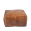 Ruma Tan Leather Square Pouffe | Pouffes & Seating | Ruma