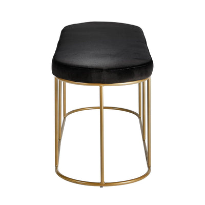 Ruma Black Velvet Bench with Gold Metal Frame | Seating | Rūma