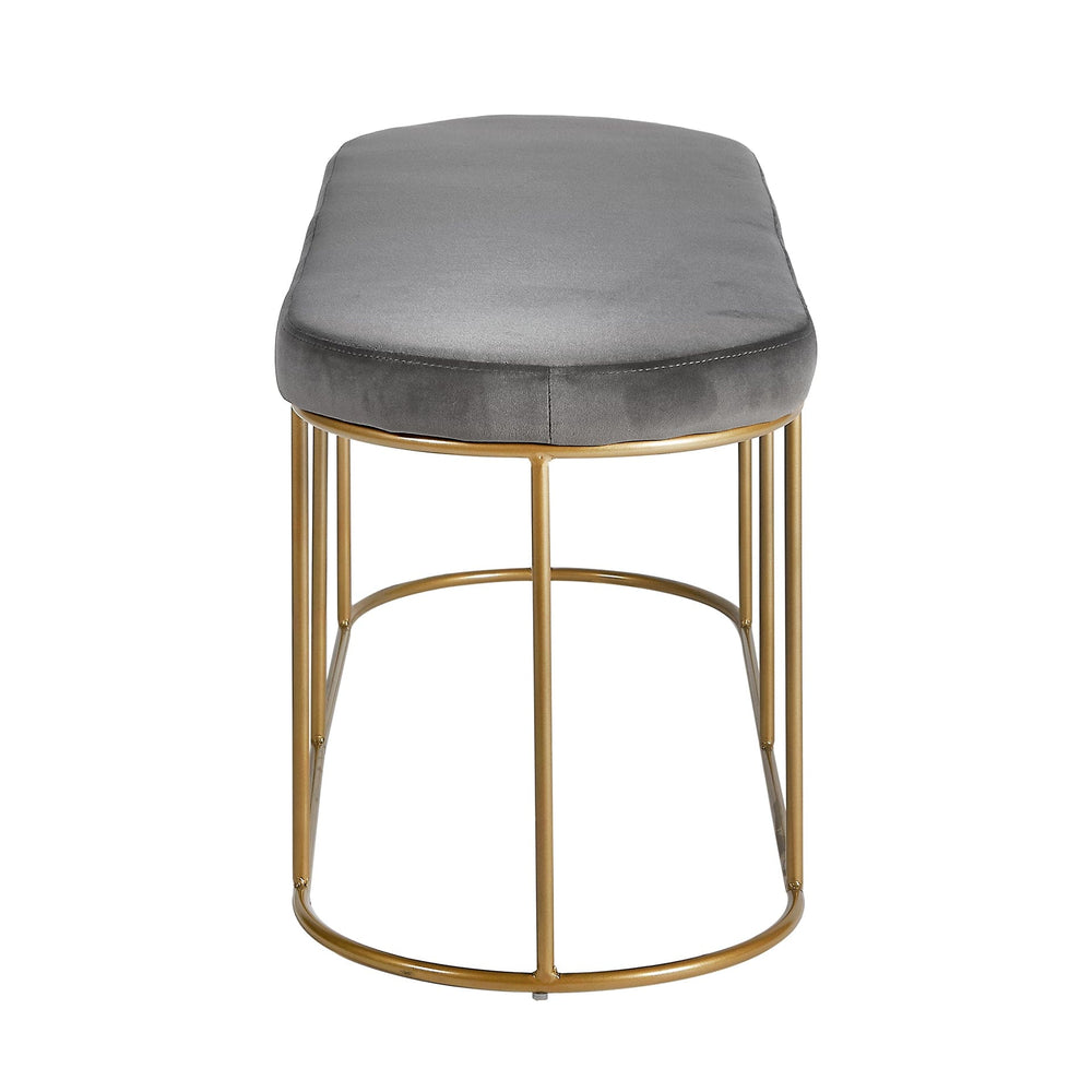 Ruma Dove Grey Velvet Bench with Gold Metal Frame | Seating | Rūma