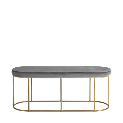 Ruma Dove Grey Velvet Bench with Gold Metal Frame | Seating | Rūma
