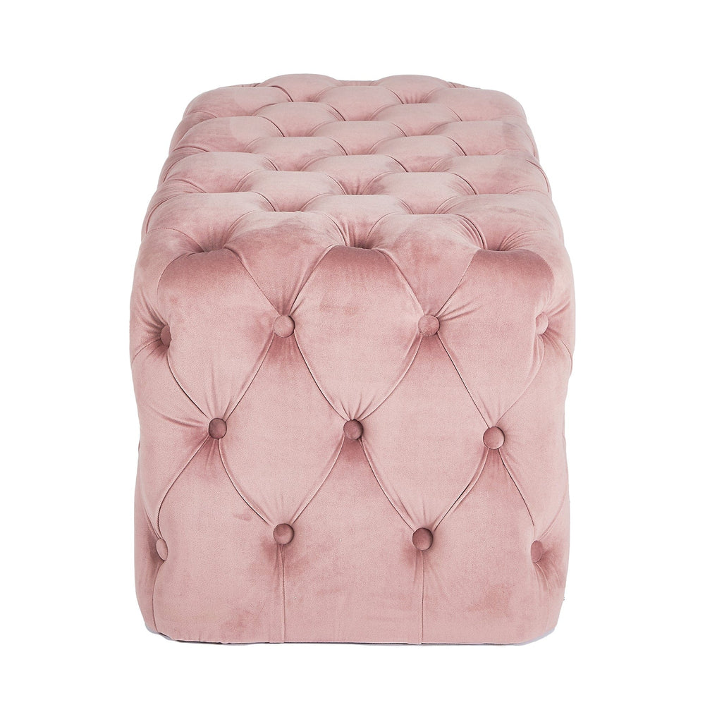 Ruma Blush Pink Velvet Buttoned Ottoman | Seating | Rūma