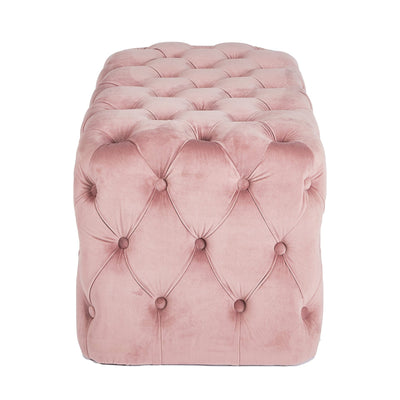 Ruma Blush Pink Velvet Buttoned Ottoman | Seating | Rūma