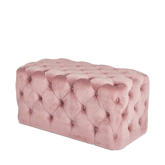 Ruma Blush Pink Velvet Buttoned Ottoman | Seating | Rūma