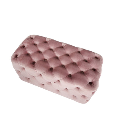 Ruma Blush Pink Velvet Buttoned Ottoman | Seating | Rūma