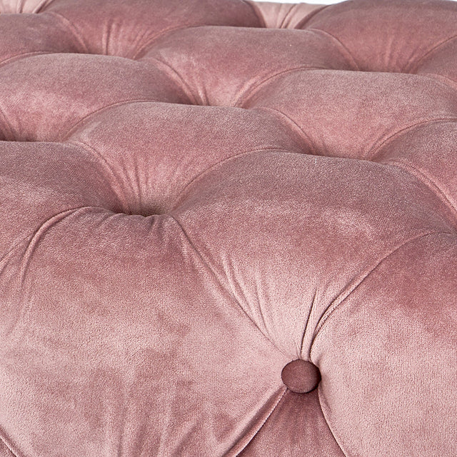 Ruma Blush Pink Velvet Buttoned Ottoman | Seating | Rūma