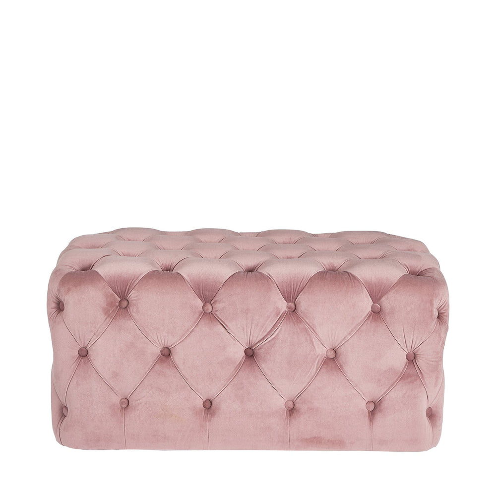 Ruma Blush Pink Velvet Buttoned Ottoman | Seating | Rūma
