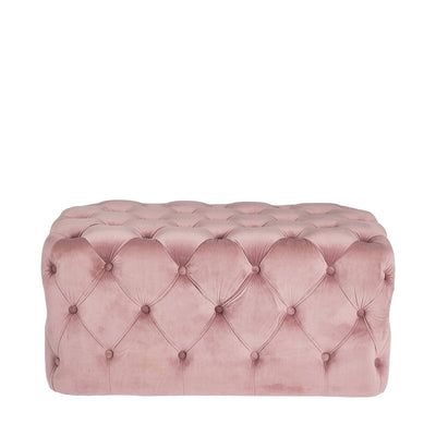 Ruma Blush Pink Velvet Buttoned Ottoman | Seating | Rūma