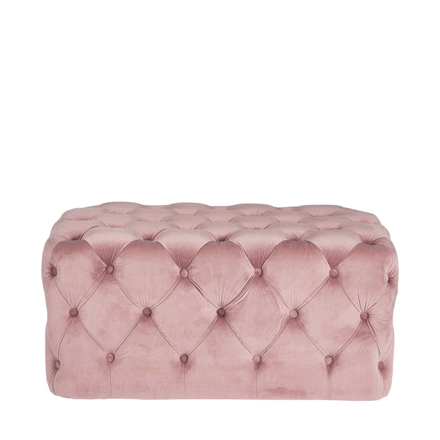 Ruma Blush Pink Velvet Buttoned Ottoman | Seating | Rūma