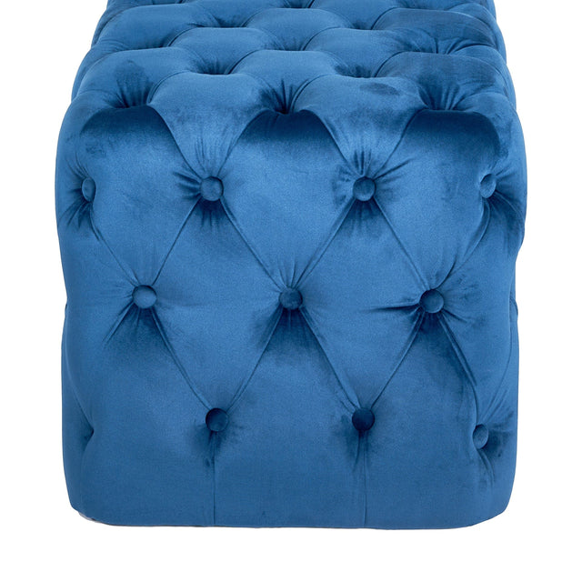 Ruma Sapphire Blue Velvet Buttoned Ottoman | Seating | Rūma