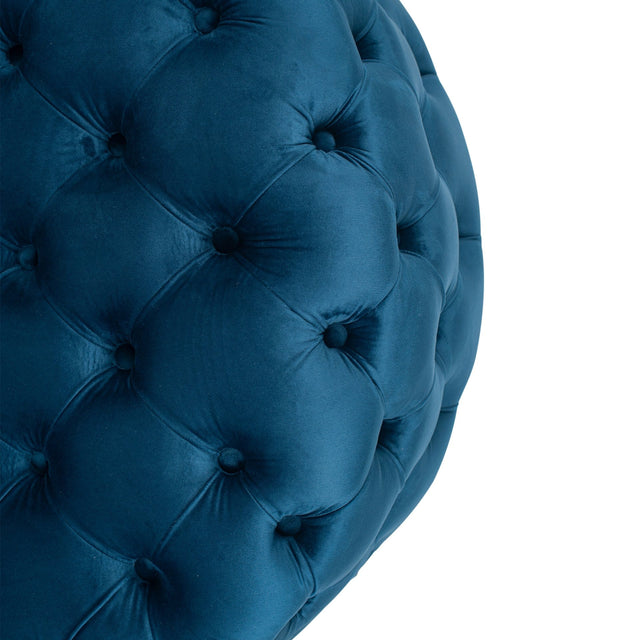 Ruma Sapphire Blue Velvet Round Ottoman | Ottoman & Seating | Ruma